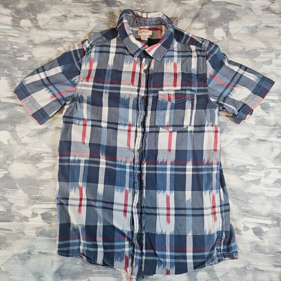 Cat & Jack Geometric Button Up Short Sleeve Shirt Boys size Large 12 / 14 - Picture 1 of 6